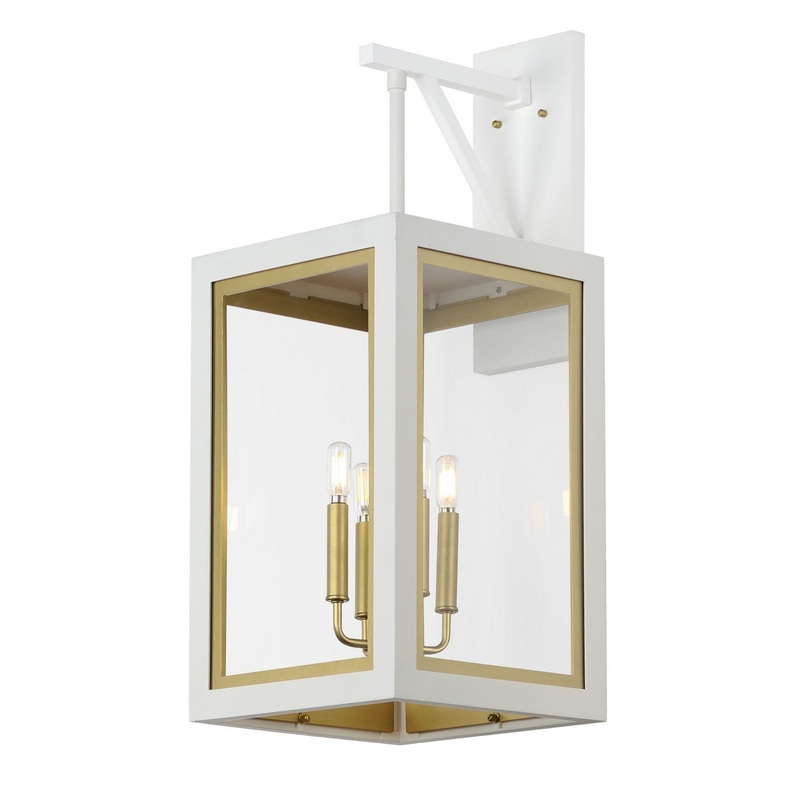 Neoclass Four Light Outdoor Wall Sconce in White/Gold