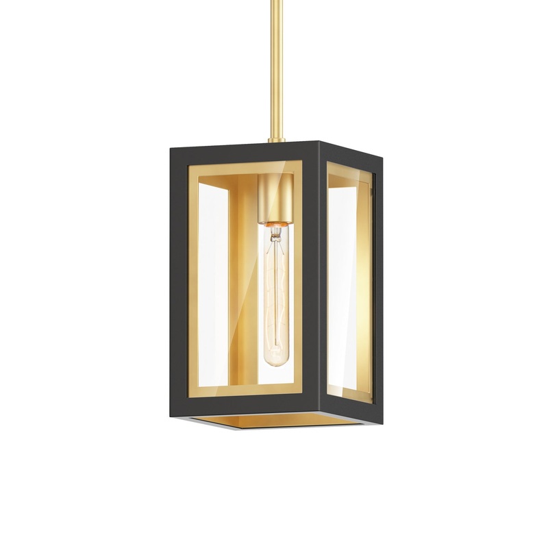 Neoclass One Light Outdoor Pendant in Black / Gold