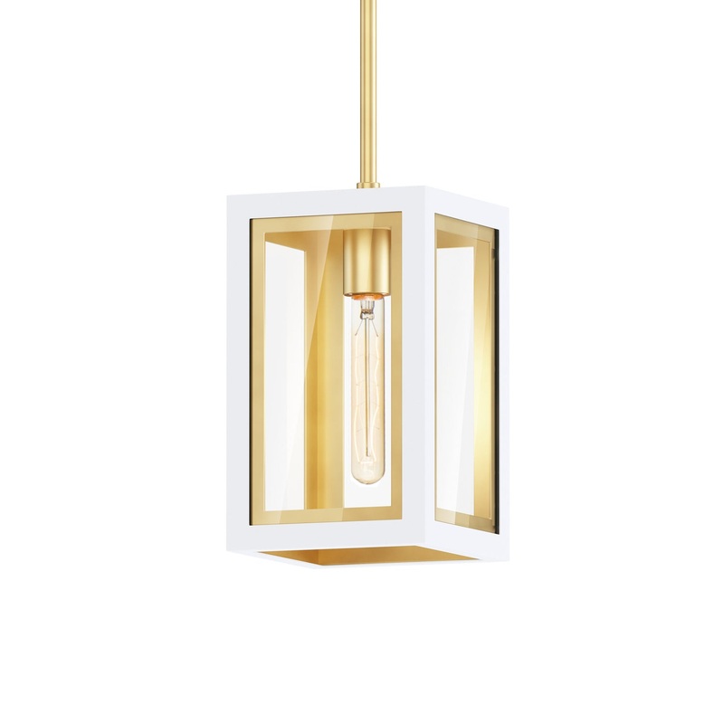 Neoclass One Light Outdoor Pendant in White/Gold