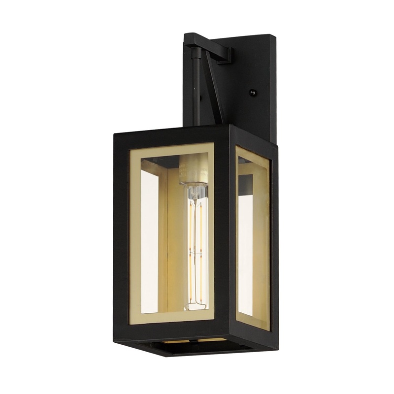 Neoclass One Light Outdoor Wall Sconce in Black / Gold