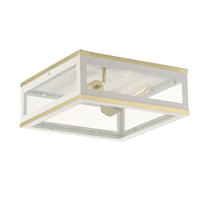 Neoclass Two Light Outdoor Flush Mount in White/Gold