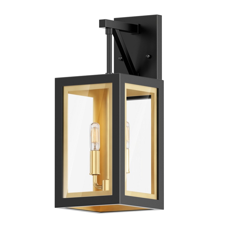 Neoclass Two Light Outdoor Wall Sconce in Black / Gold