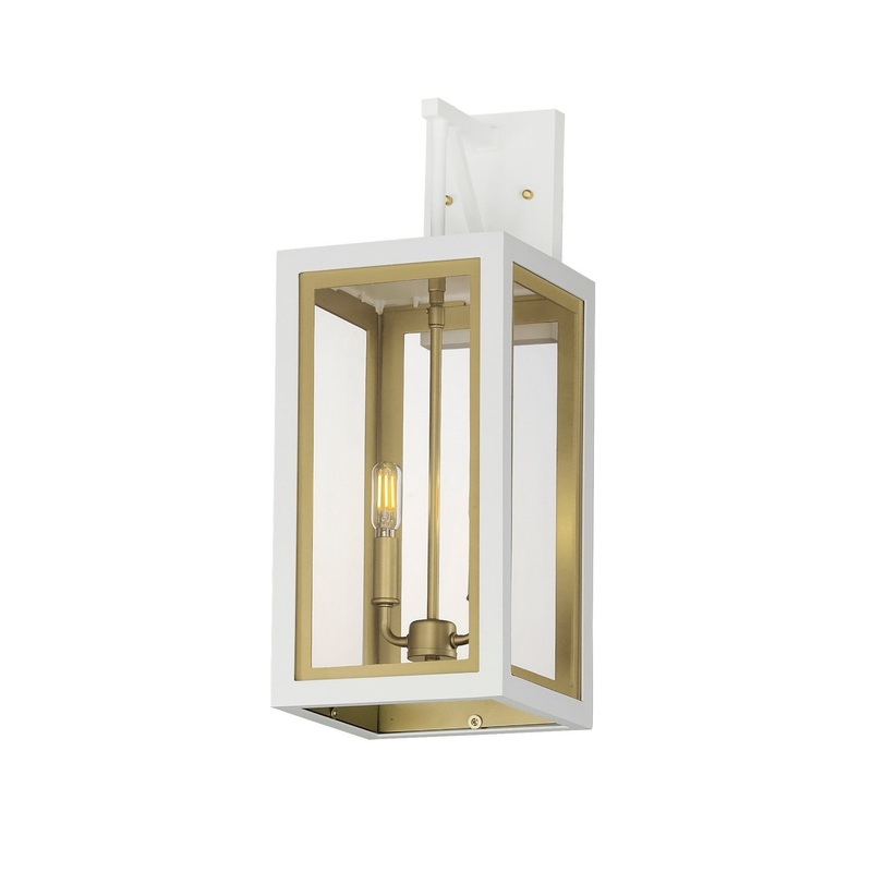 Neoclass Two Light Outdoor Wall Sconce in White/Gold