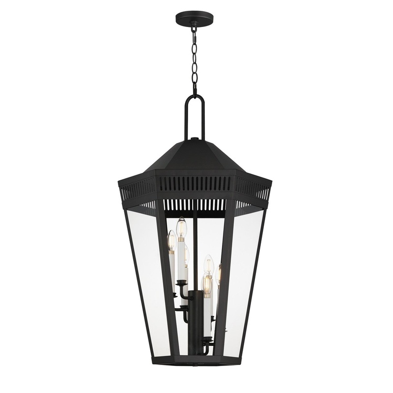 Oxford Six Light Outdoor Pendant in Black
