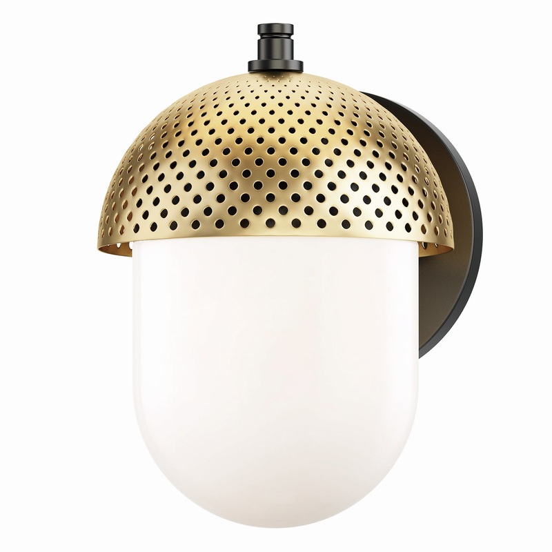 Perf Outdoor One Light Outdoor Wall Sconce in Black / Gold