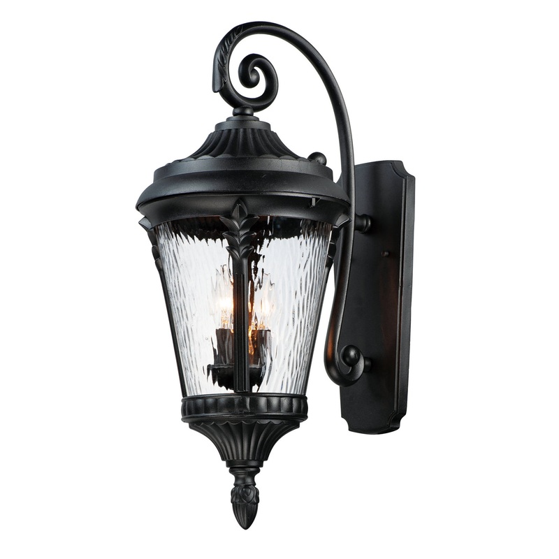Sentry Three Light Outdoor Wall Lantern in Black