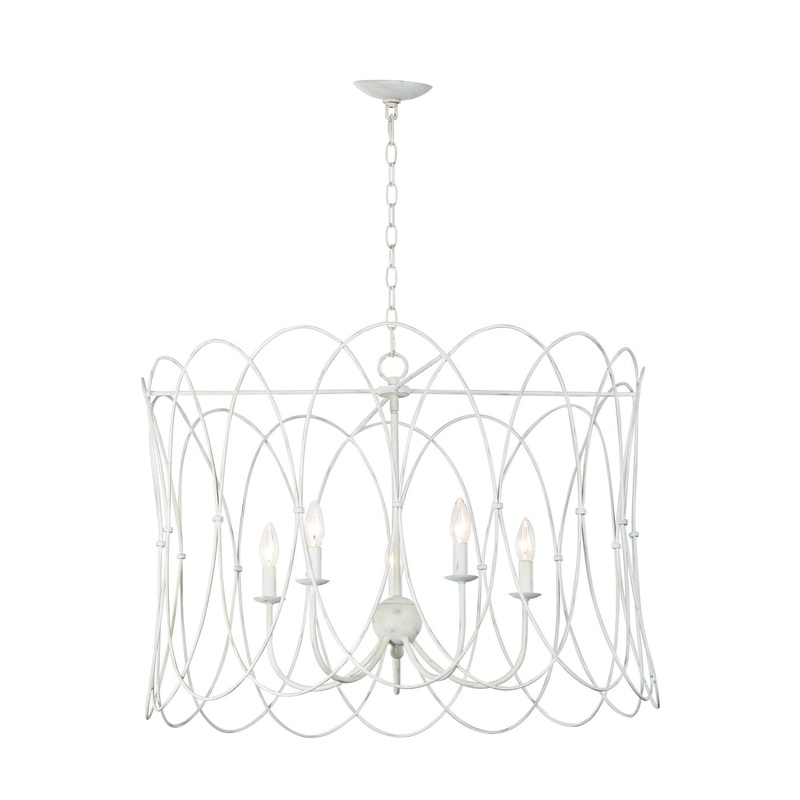 Trellis Five Light Chandelier in Weathered White