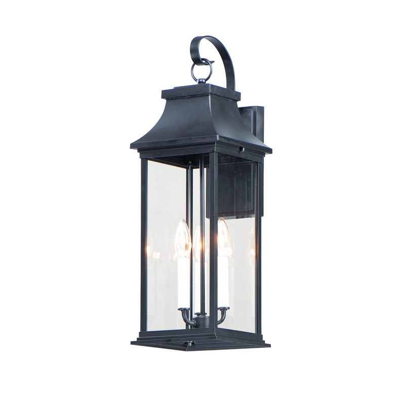 Vicksburg Three Light Outdoor Wall Lantern in Black