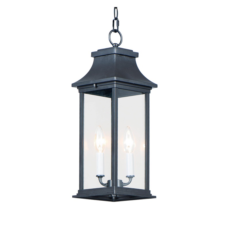 Vicksburg Two Light Outdoor Hanging Lantern in Black