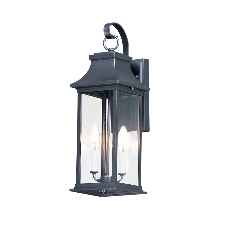 Vicksburg Two Light Outdoor Wall Lantern in Black