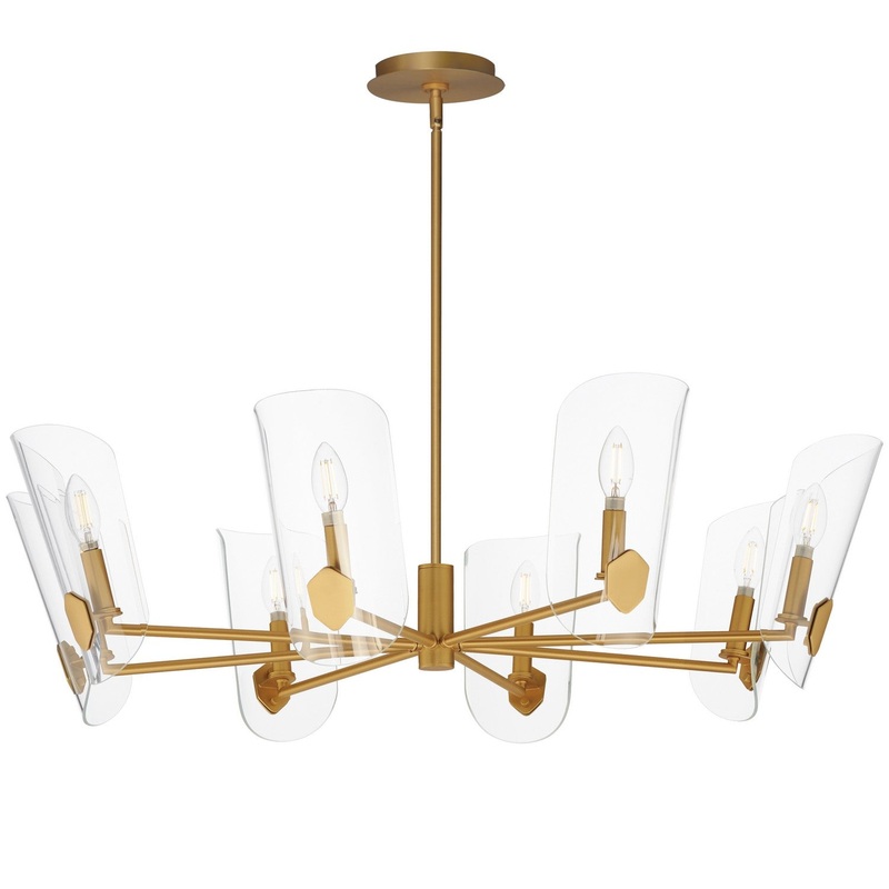 Armory Eight Light Chandelier in Natural Aged Brass