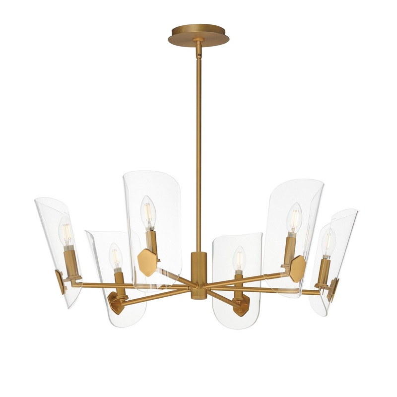 Armory Six Light Chandelier in Natural Aged Brass