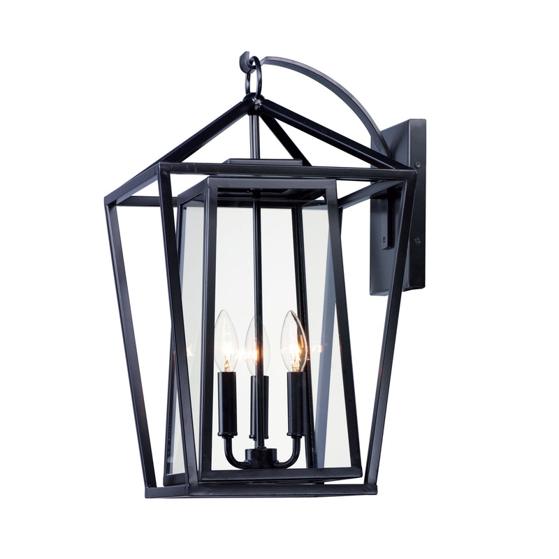 Artisan Three Light Outdoor Wall Lantern in Black