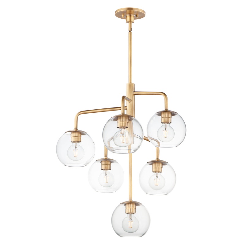 Branch Six Light Chandelier in Natural Aged Brass