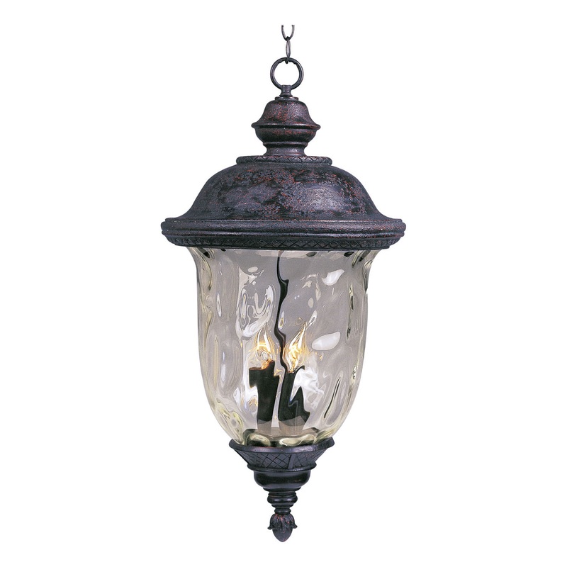 Carriage House DC Three Light Outdoor Hanging Lantern in Oriental Bronze