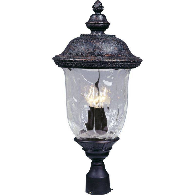 Carriage House DC Three Light Outdoor Pole/Post Lantern in Oriental Bronze