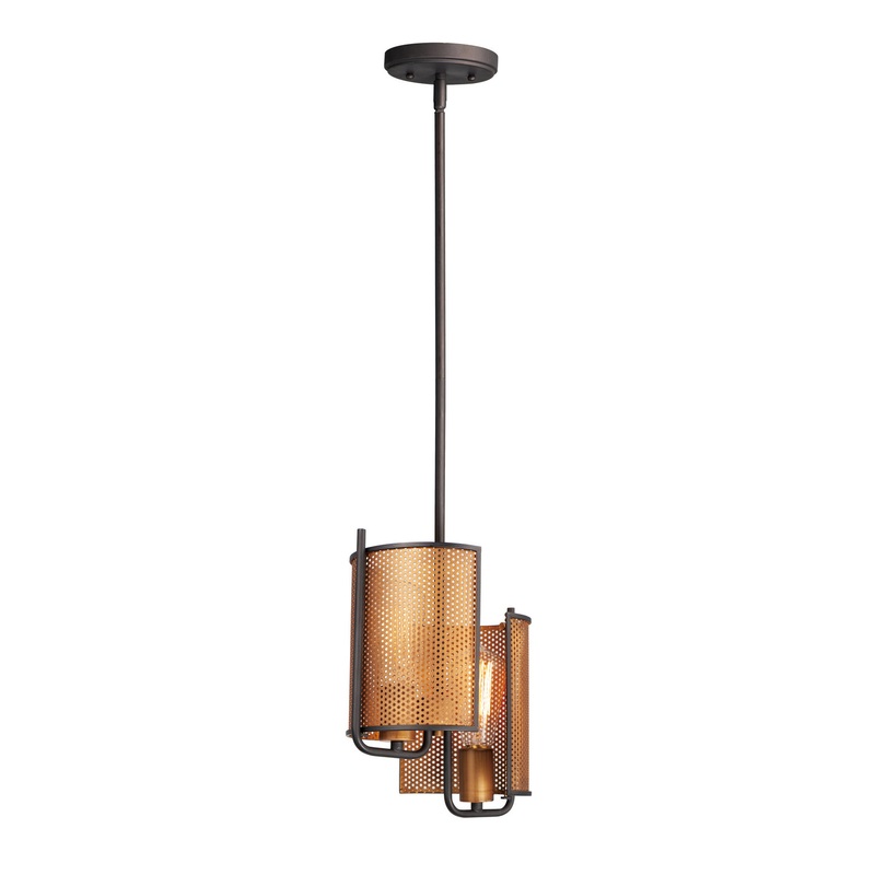 Caspian Two Light Pendant in Oil Rubbed Bronze / Antique Brass