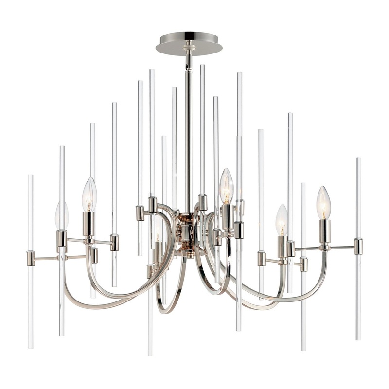 Divine Six Light Chandelier in Polished Nickel