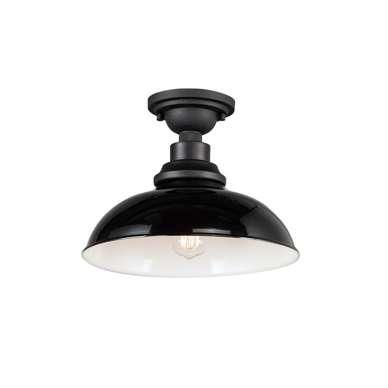 Granville One Light Outdoor Ceiling Mount in Gloss Black / Black