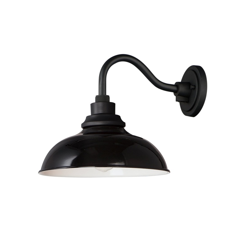 Granville One Light Outdoor Wall Lantern in Gloss Black / Black