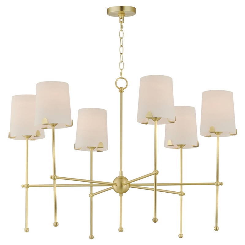Huntington Six Light Chandelier in Satin Brass