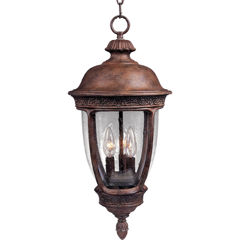 Knob Hill DC Three Light Outdoor Hanging Lantern in Sienna