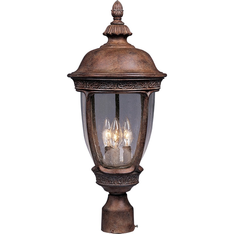 Knob Hill DC Three Light Outdoor Pole/Post Lantern in Sienna