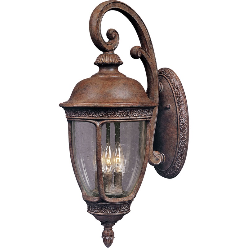 Knob Hill DC Three Light Outdoor Wall Lantern in Sienna