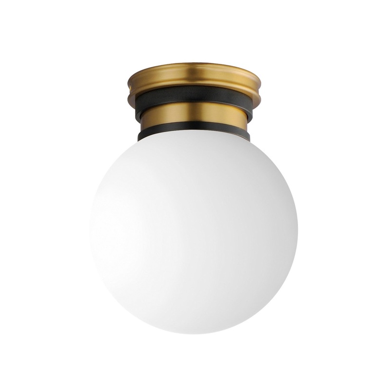 San Simeon LED Flush Mount in Black / Natural Aged Brass