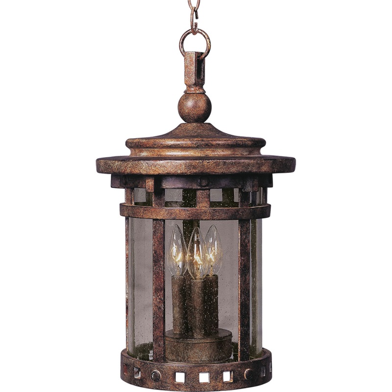 Santa Barbara DC Three Light Outdoor Hanging Lantern in Sienna