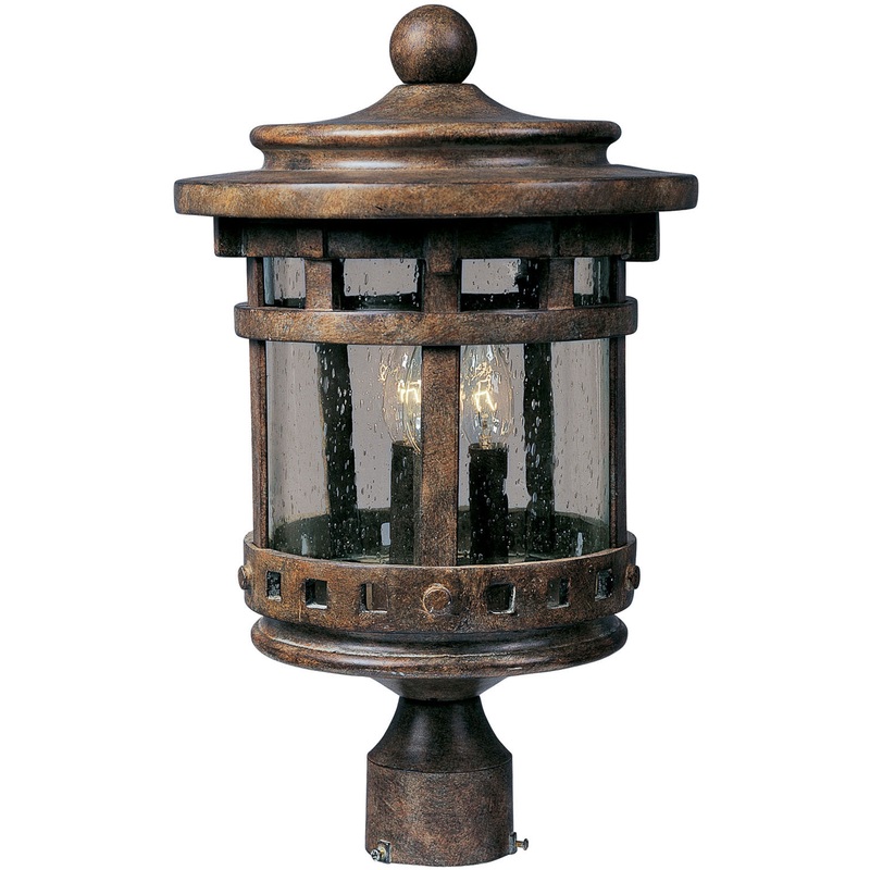 Santa Barbara DC Three Light Outdoor Pole/Post Lantern in Sienna