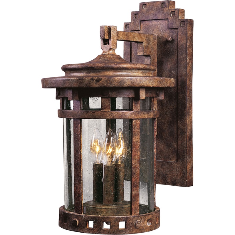 Santa Barbara DC Three Light Outdoor Wall Lantern in Sienna