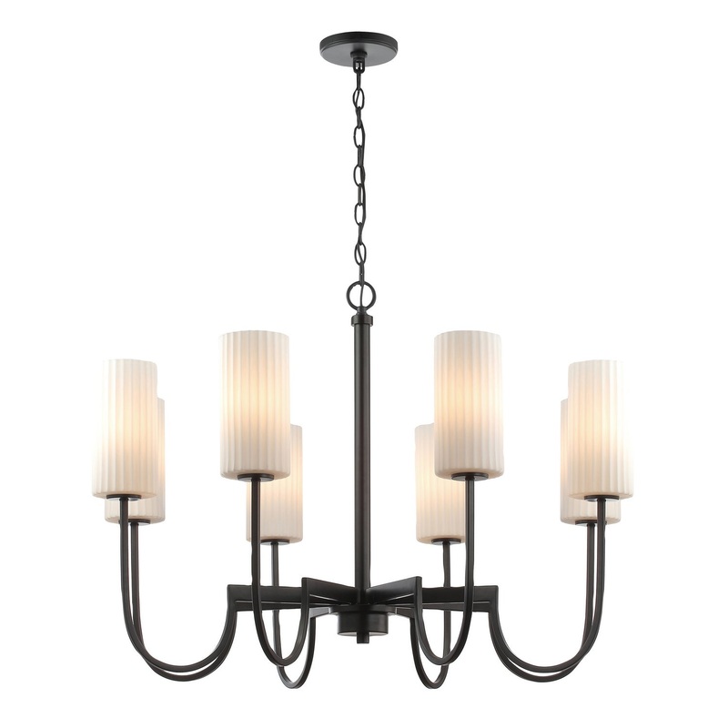 Town and Country Eight Light Chandelier in Black