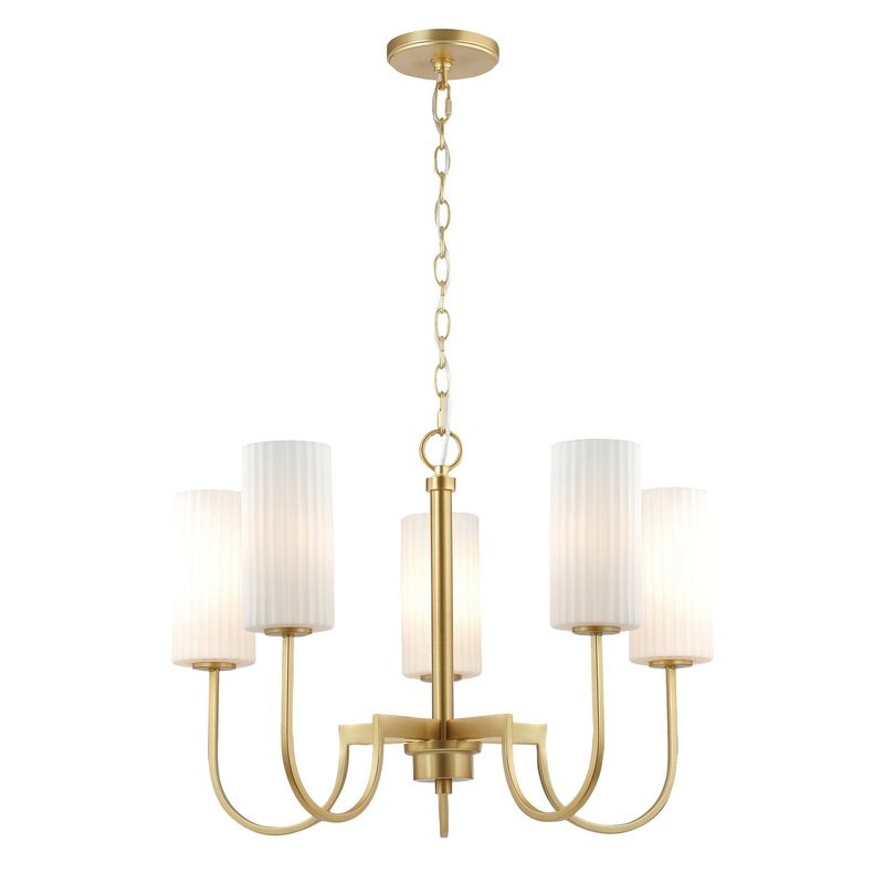 Town and Country Five Light Chandelier in Satin Brass