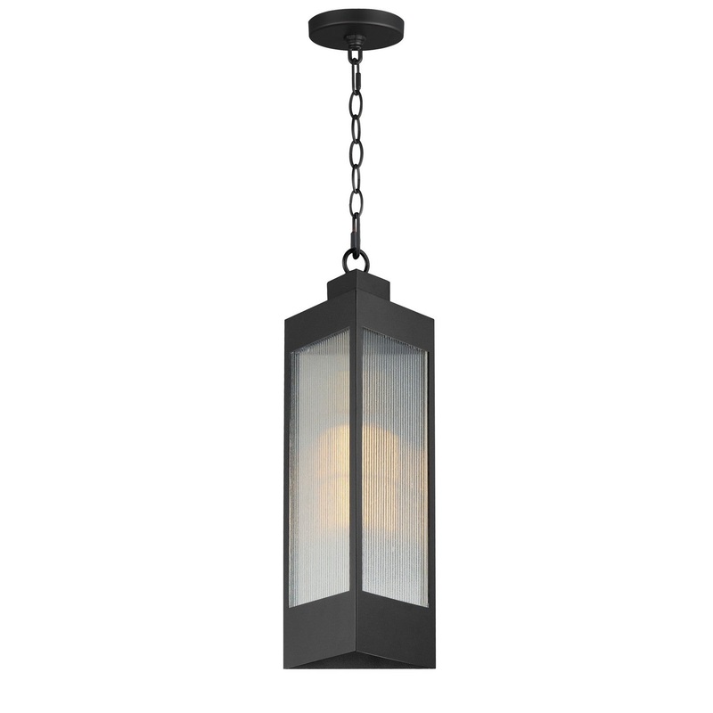 Triform One Light Outdoor Pendant in Black / Antique Brass