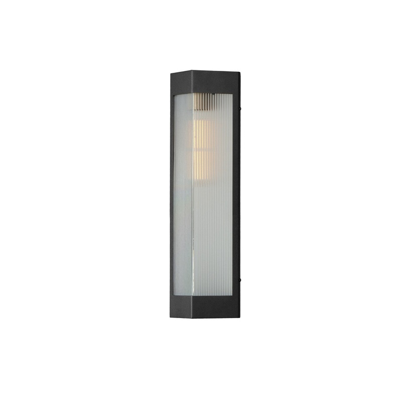 Triform Two Light Outdoor Wall Sconce in Black / Antique Brass