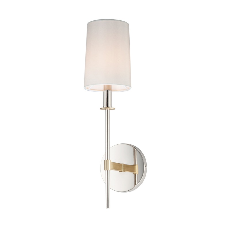 Uptown One Light Wall Sconce in Satin Brass / Polished Nickel