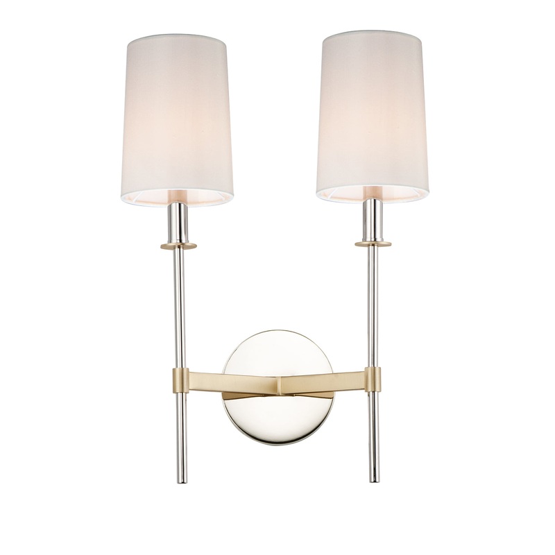 Uptown Two Light Wall Sconce in Satin Brass / Polished Nickel