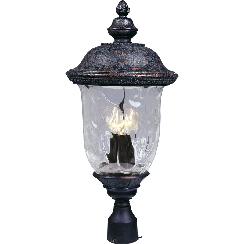 Carriage House VX Three Light Outdoor Pole/Post Lantern in Oriental Bronze