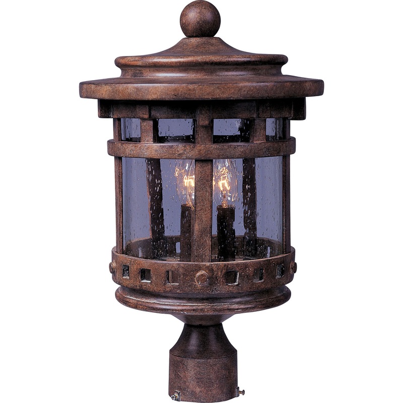 Santa Barbara VX Three Light Outdoor Pole/Post Lantern in Sienna