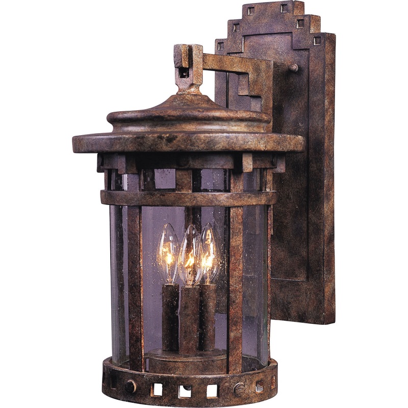 Santa Barbara VX Three Light Outdoor Wall Lantern in Sienna