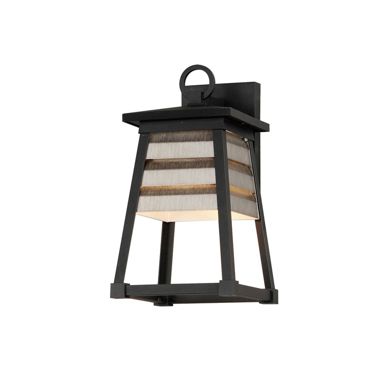 Shutters One Light Outdoor Wall Sconce in Weathered Zinc/Black