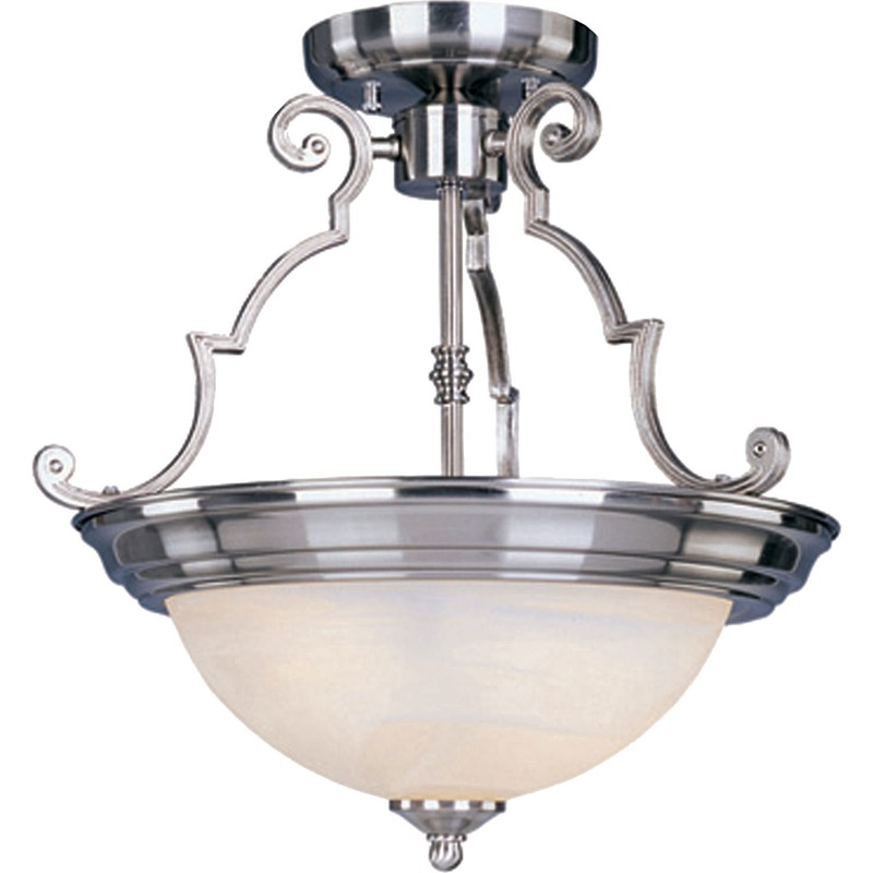 Essentials - 584x Three Light Semi-Flush Mount in Satin Nickel