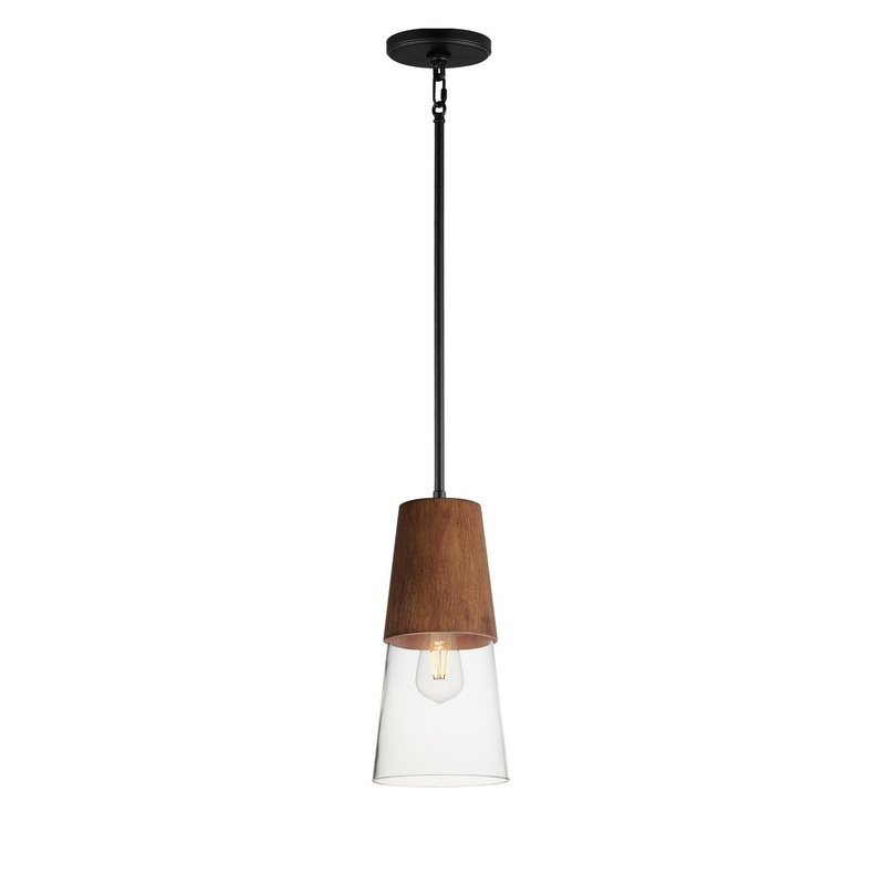 Carpenter One Light Mini Pendant in Walnut / Black