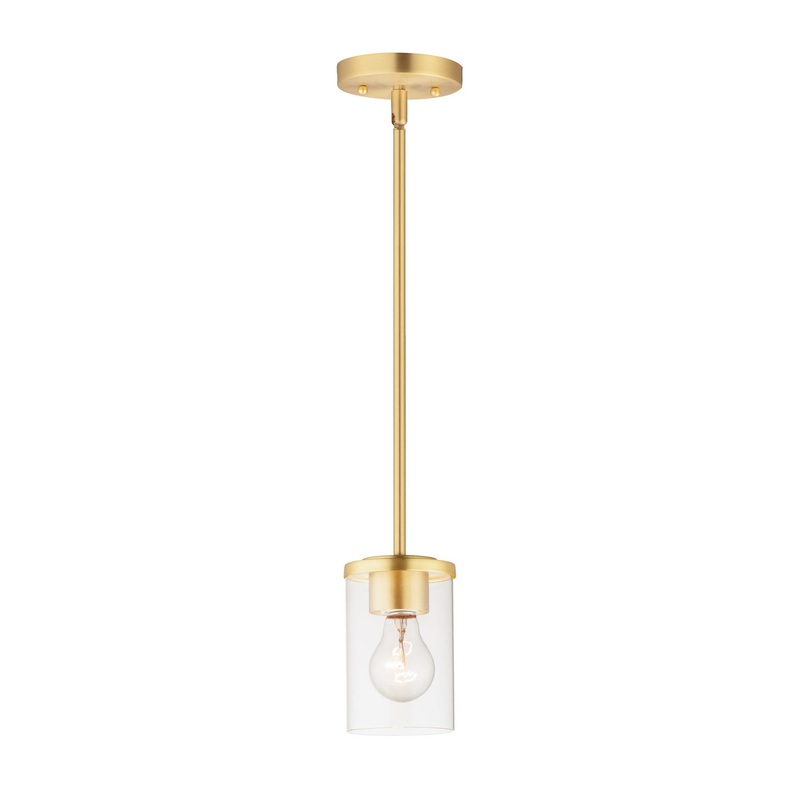 Corona One Light Mini Pendant in Satin Brass