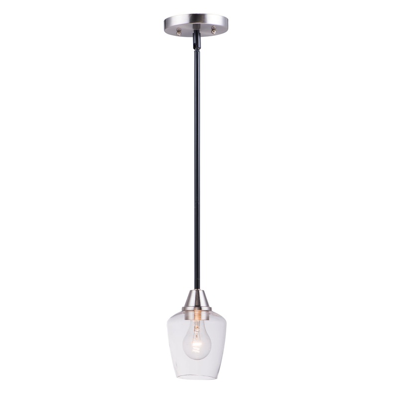 Goblet One Light Mini Pendant in Black / Satin Nickel