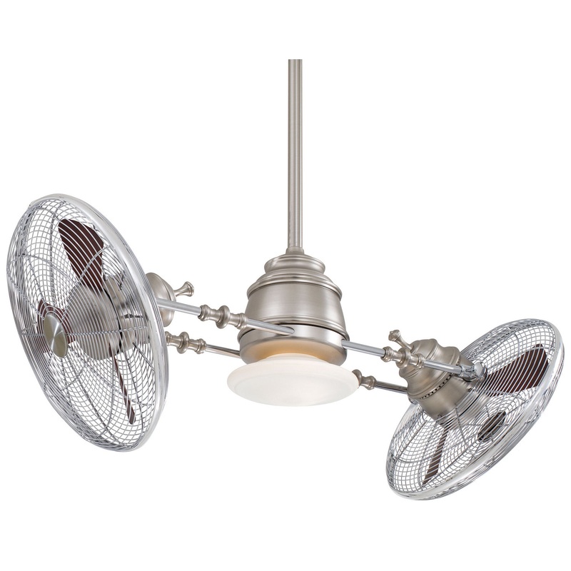 Vintage Gryo Led 42"Ceiling Fan in Brushed Nickel W/ Chrome