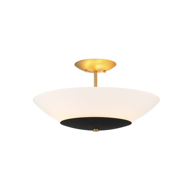 Bax Three Light Flush Mount in Sand Coal And Soft Brass
