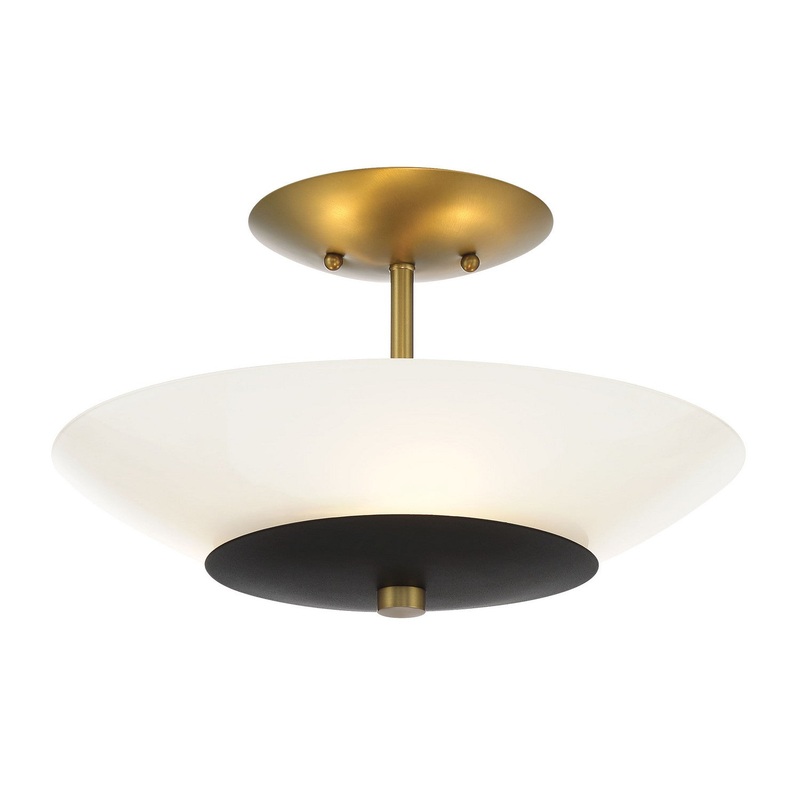 Bax Three Light Flush Mount in Sand Coal & Soft Brass