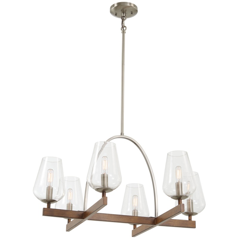 Birnamwood Six Light Chandelier in Koa Wood W/ Pewter